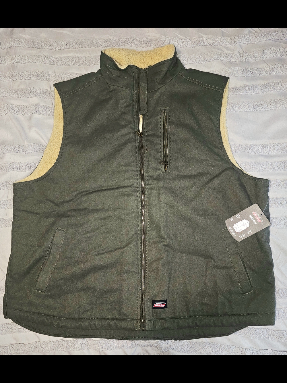Dickies Olive Green Sherpa-Lined Work Vest with Cream Lining - XXL - NWT